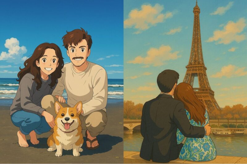 Hasil foto ala Studio Ghibli yang diedit di ChatGPT.(X/ @GrantSlatton dan @Trendulkar)