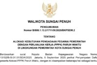 1.540 PPPK Paruh Waktu Kota Sungai Penuh Dinyatakan Lulus Seleksi