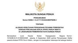 1.540 PPPK Paruh Waktu Kota Sungai Penuh Dinyatakan Lulus Seleksi
