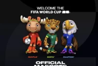Maskot Piala Dunia 2026 (kiri-kanan) Maple si si Rusa dari Kanada, Zayu si Jaguar dari Meksiko, dan Clutch si Elang Botak dari Amerika Serikat  (Foto: ANTARA/Xinhua/FIFA)