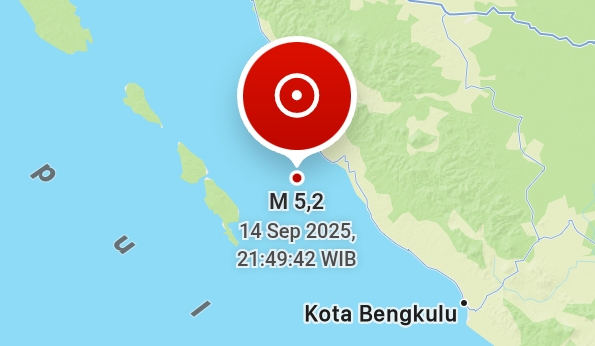 Gempa 5,2 SR Guncang Mukomuko, Getarannya Terasa Hingga Sungai Penuh. (Foto: bmkg)