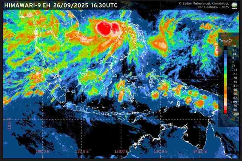 Visualisasi citra satelit prakiraan cuaca ibu kota provinsi se-Indonesia, Sabtu (27/9/2025). (Foto: BMKG)