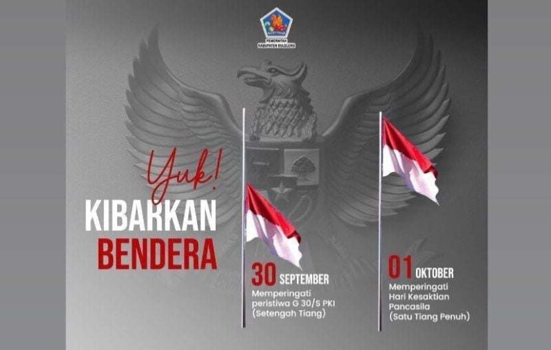 Pamflet imbauan pemerintah untuk mengibarkan bendera setengah tiang pada 30 September (Foti: Pemkab Buleleng)
