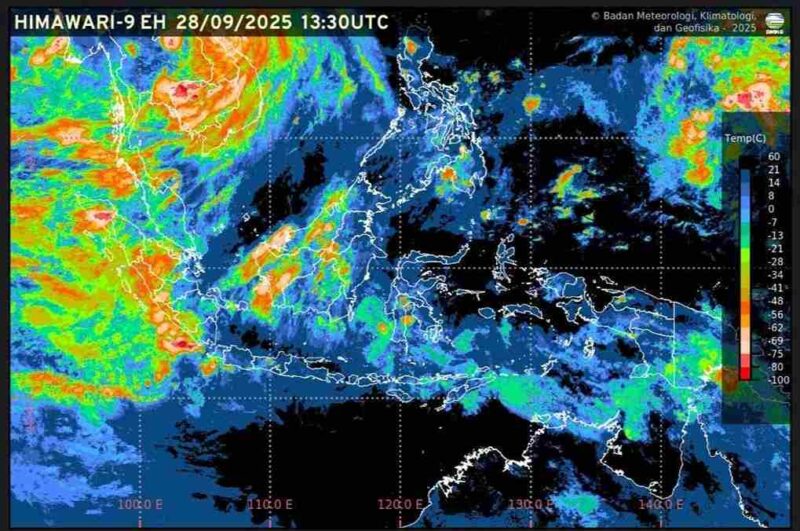 Visualisasi citra satelit prakiraan cuaca ibu kota provinsi se-Indonesia, Senin (29/9/2025). (Foto: BMKG)