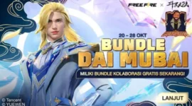 Bundle kolaborasi eksklusif Dai Mubai dari Soul Land kini bisa didapatkan secara gratis di Free Fire melalui event terbatas. (Sumber: Garena/Dunia Games)