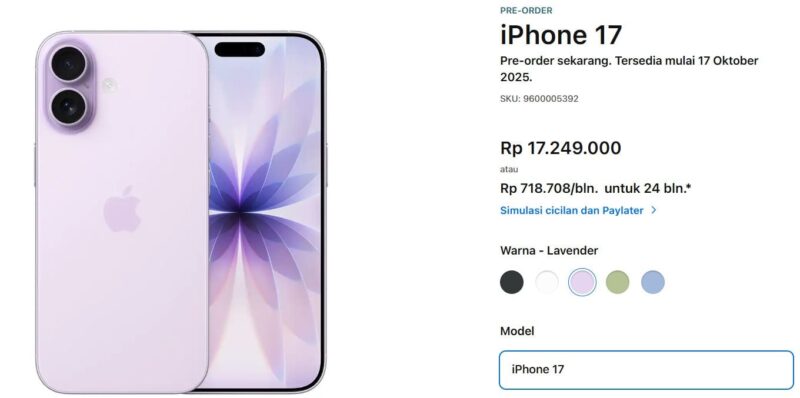 Tampilan laman resmi iBox Indonesia yang menjual iPhone 17 secara resmi di Indonesia (Foto: Tangkapan layar laman iBox.co.id)