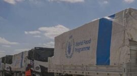 Truk berisi bantuan untuk warga Gaza, Palestina (Foto: X - World Food Programme)