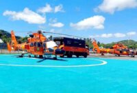 Dua helikopter Basarnas disiagakan di Sirkuit Mandalika, Lombok, NTB.  (Foto: Basarnas Mataram)
