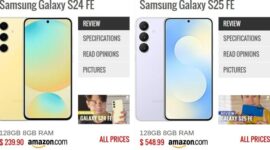 Samsung Galaxy S25 FE (kanan) membawa sejumlah penyempurnaan desain dan fitur penting dibandingkan pendahulunya, Galaxy S24 FE (kiri). (Sumber: GSMArena)