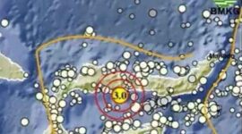 Peta titik pusat gempa yang terjadi di Kabupaten Pahuwato, Gorontalo, Jumat (3/10/2025) (Foto: Akun X BMKG)