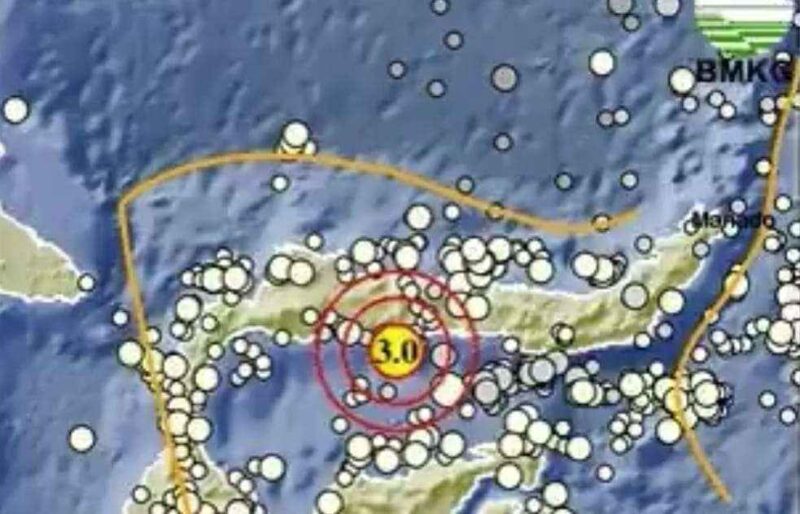 Peta titik pusat gempa yang terjadi di Kabupaten Pahuwato, Gorontalo, Jumat (3/10/2025) (Foto: Akun X BMKG)