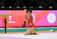 Salsabila saat tampil di arena Floor Exercise di Kejuaraan dunia Gimnastik (Foto: RRI/Kharismarizki)