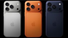 iPhone 17 series Pro dan Pro Max yang tersedia dalam tiga warna, yakni biru pekat, oranye kosmik, dan perak (foto: situs resmi Apple)