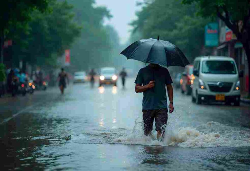 Ilustrasi orang berjalan di tengah banjir (Foto: Freepik)