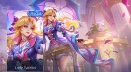 Review dan Panduan: Cara Mendapatkan Skin Kagura Lady  Parasol di Mobile Legends (Ilustrasi: duniagames)