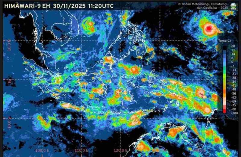 Visualisasi citra satelit prakiraan cuaca (1/12/2025). (Foto: BMKG)