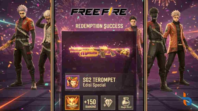 Kode Redeem Free Fire 21 Januari 2026 Terbaru, Kejutan SG2 Terompet Gratis! (Foto: AI/britainaja.com)