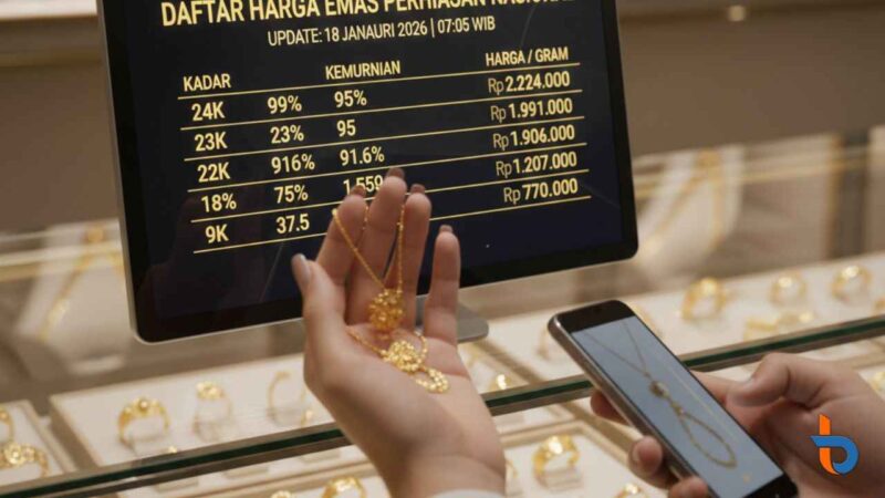 Daftar Harga Emas Perhiasan Hari Ini 18 Januari 2026