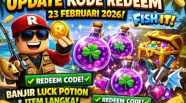 Update Kode Redeem Fish It Roblox 23 Februari 2026: Banjir Luck Potion dan Item Langka! (Foto: AI)