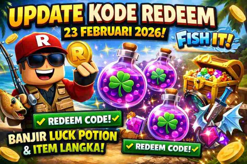 Update Kode Redeem Fish It Roblox 23 Februari 2026: Banjir Luck Potion dan Item Langka! (Foto: AI)