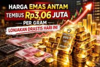 Harga Emas Antam Tembus Rp3,06 Juta Per Gram, Lonjakan Drastis Hari Ini (Foto: AI)
