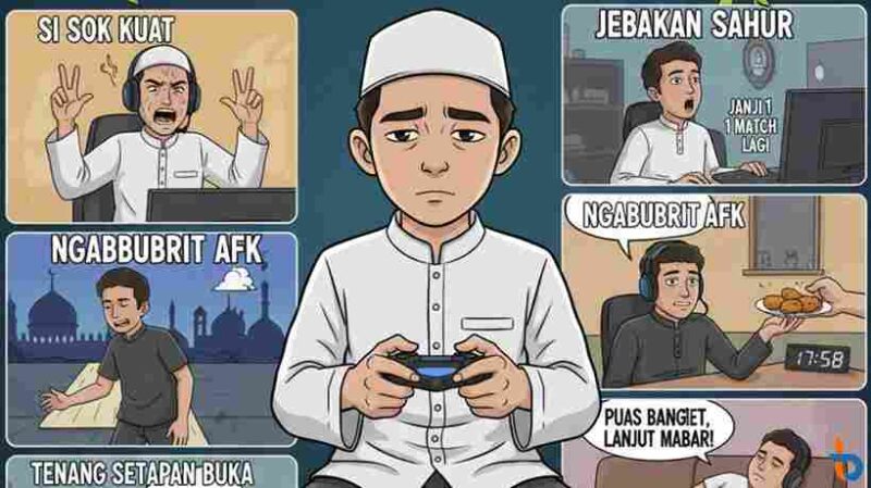 10 Tipe Gamer Saat Puasa Ramadan (Foto: AI)