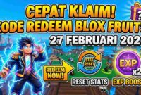 Cepat Klaim! Kode Redeem Blox Fruits 27 Februari 2026: Ada Reset Stats & 2x EXP Boost (Foto: AI)