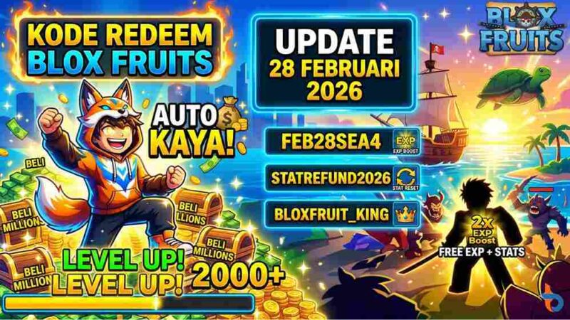 Auto Kaya & Level Up Cepat: Kode Redeem Blox Fruits Update 28 Februari 2026 (Foto: AI)