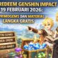 Kode Redeem Genshin Impact 19 Februari 2026: Panen Primogems dan Material Langka Gratis (Foto: AI)