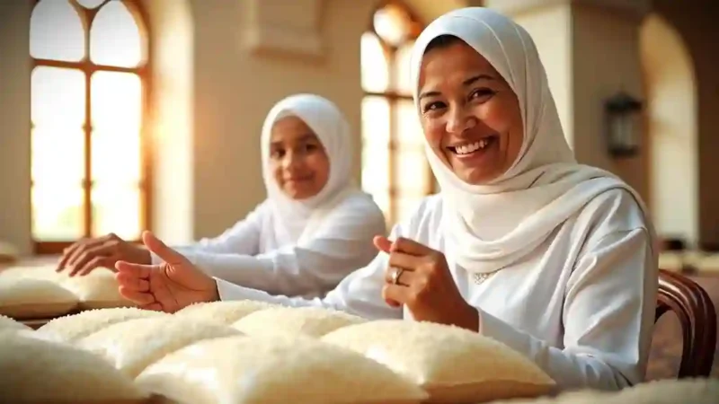 cara membayar fidyah dengan beras ©Ilustrasi dibuat Stable Diffusion