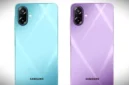 Samsung Galaxy M17e 5G tersedia dalam dua pilihan warna, yaitu Blitz Blue dan Vibe Violet. (Samsung India)