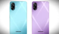 Samsung Galaxy M17e 5G tersedia dalam dua pilihan warna, yaitu Blitz Blue dan Vibe Violet. (Samsung India)