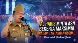Gubernur Jambi Al Haris, saat Apel Kedisiplinan dan Halal Bihalal ASN dan PPPK lingkup Pemerintah Provinsi Jambi.