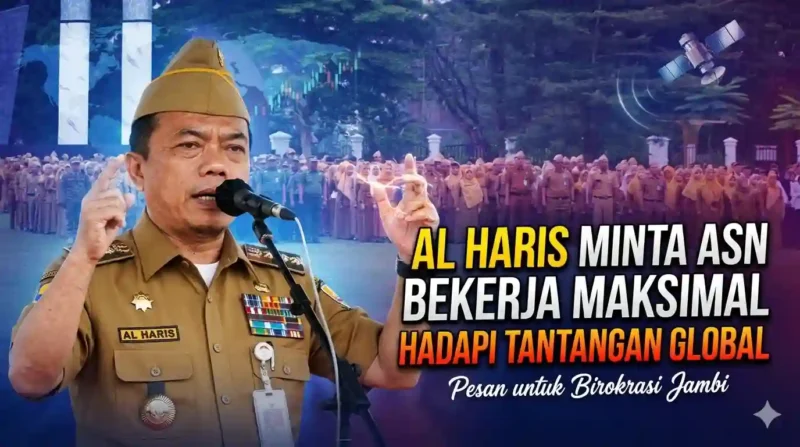 Gubernur Jambi Al Haris, saat Apel Kedisiplinan dan Halal Bihalal ASN dan PPPK lingkup Pemerintah Provinsi Jambi.