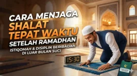 Cara Menjaga Shalat Tepat Waktu Setelah Ramadhan. Ilustrasi Gemini AI