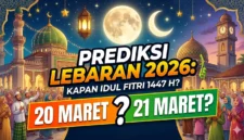 Ilustrasi Prediksi Lebaran 2026: 20 atau 21 Maret?. Gemini AI