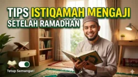 Tips Praktis Agar Tetap Rajin Mengaji Setelah Ramadhan. Ilustrasi Gemini AI