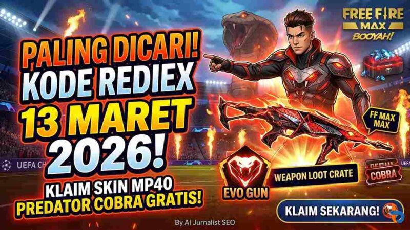 Paling Dicari! Kode Redeem FF MAX 13 Maret 2026: Klaim Skin MP40 Predator Cobra Gratis