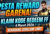 Klaim Kode Redeem FF 4 Maret 2026 Sekarang Sebelum Limit