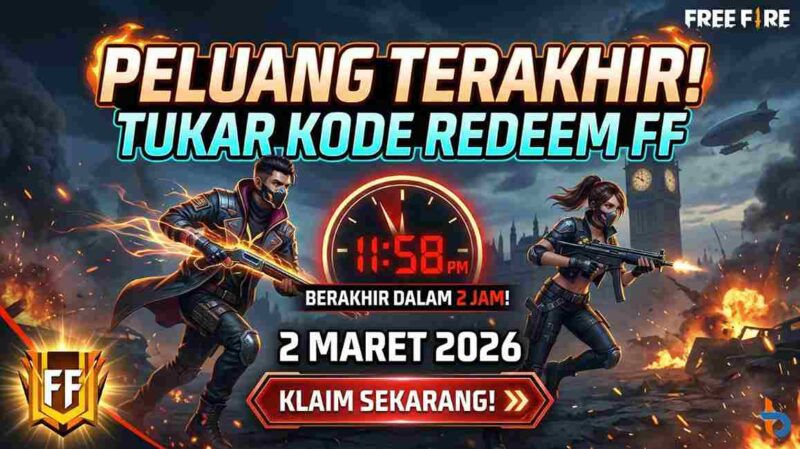 Peluang Terakhir! Segera Tukar Kode Redeem FF 2 Maret 2026 Sebelum Kedaluwarsa