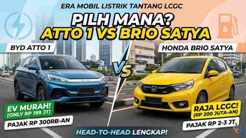 Head-to-Head BYD Atto 1 dan Brio Satya 2026: Era EV Murah Mulai Usik Dominasi Mobil Bensin