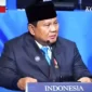 Presiden RI Prabowo Subianto saat memberikan pidato di rapat perdana Board of Peace (BoP) Charter di Washington, DC, Amerika Serikat pada Kamis (19/2/2026). (Tangkap layar YouTube KompasTV)