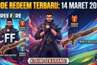 Kode Redeem FF 14 Maret 2026 Terbaru. Ilustrasi Gemini AI