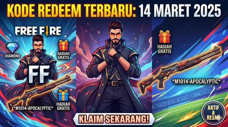Kode Redeem FF 14 Maret 2026 Terbaru. Ilustrasi Gemini AI