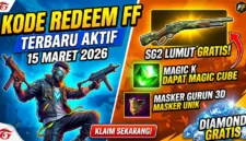 Kode Redeem FF 15 Maret 2026: Klaim Skin AK47, M1887 dan AWM Gratis. Ilustrasi AI