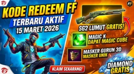 Kode Redeem FF 15 Maret 2026: Klaim Skin AK47, M1887 dan AWM Gratis. Ilustrasi AI