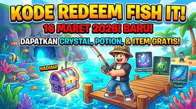 Kode Redeem Fish It Roblox Terbaru 16 Maret 2026. Ilustrasi AI