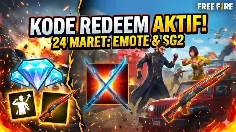 Kode Redeem FF Terbaru 24 Maret 2026. Ilustrasi AI