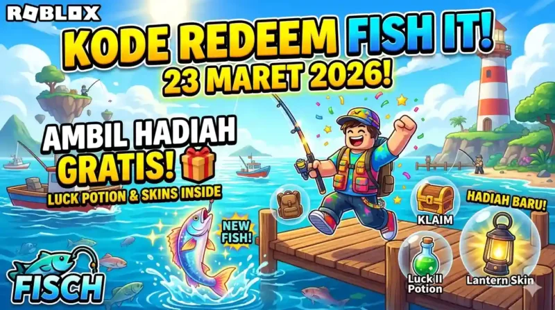 Kode Fish It Roblox Terbaru 23 Maret 2026. Ilustrasi AI