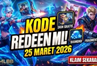 Kode Redeem Mobile Legends Terbaru 25 Maret 2026, Klaim Hadiah Gratis Hari Ini. Ilustyrasi AI